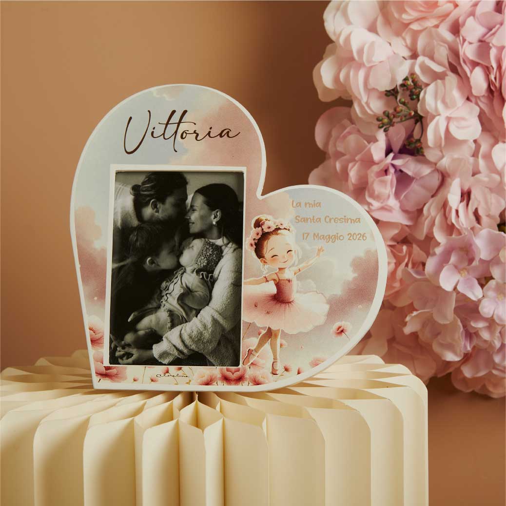 26331 - portafoto cuore ballerina 15x15personalizzabile minimo 10 pezzi