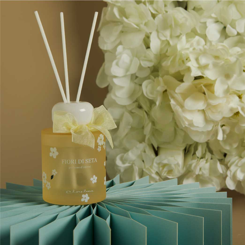 26248 - diffusore giallo decoro fiori 120ml 6,5x10,3