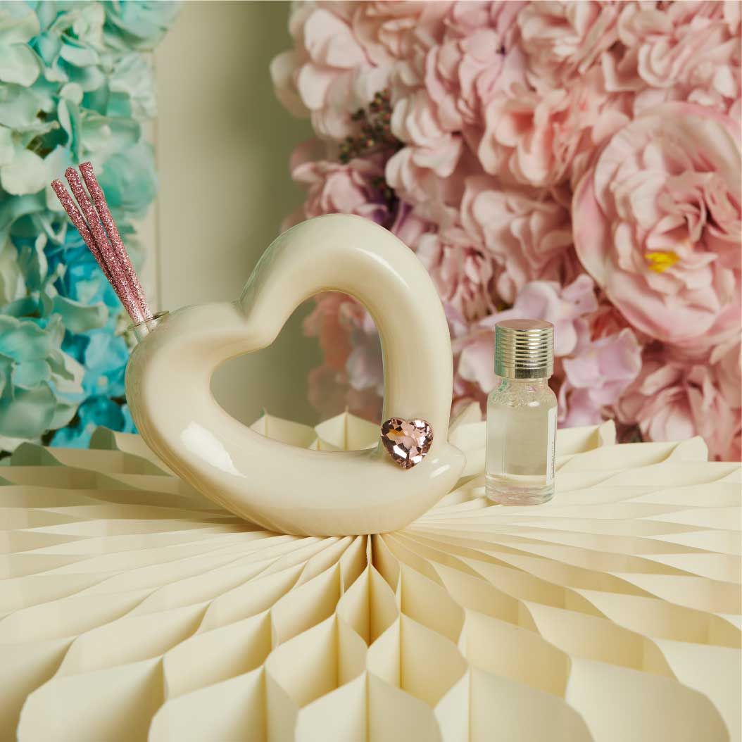 26115 - DIFFUSORE CUORE CON APPLICAZIONE ROSA 12,4X5,3X10,4