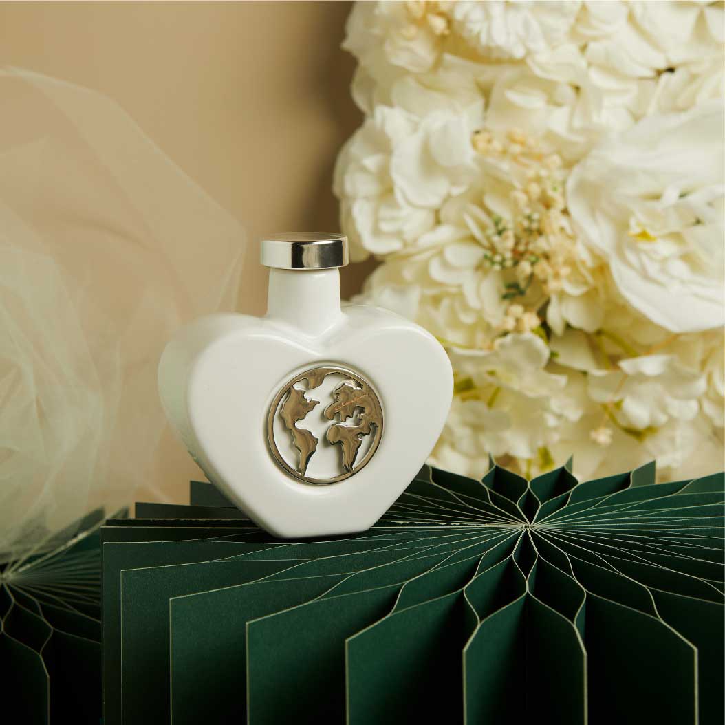 26078M - OLIERA CUORE CON MONDO SILVER 9,5X4,5X9