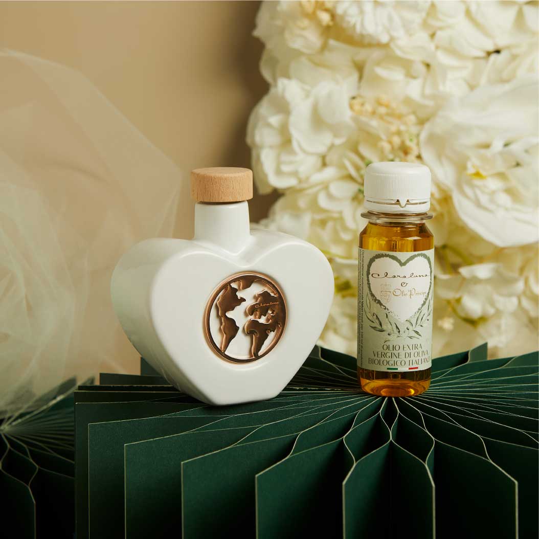 26077M-O - OLIERA CUORE CON OLIO MONDO ORO ROSA 9,5X4,5X9