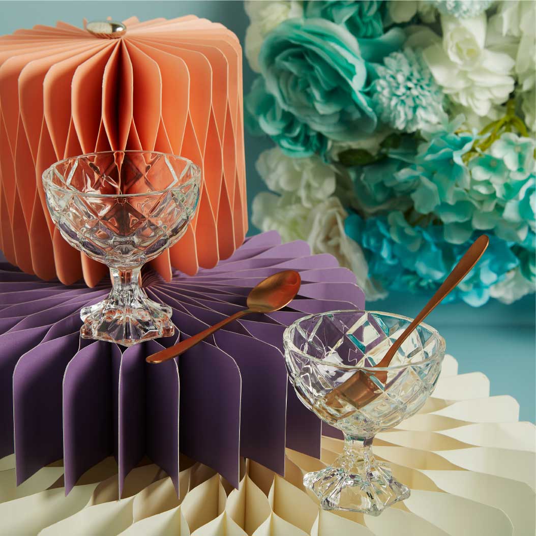 26067 - SET DUE CIOTOLE PER GELATO CON CUCCHIAINO 9X9,6