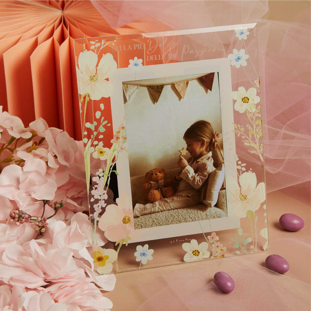 26036 - PORTAFOTO DECORO FLOREALE ROSA 18X23