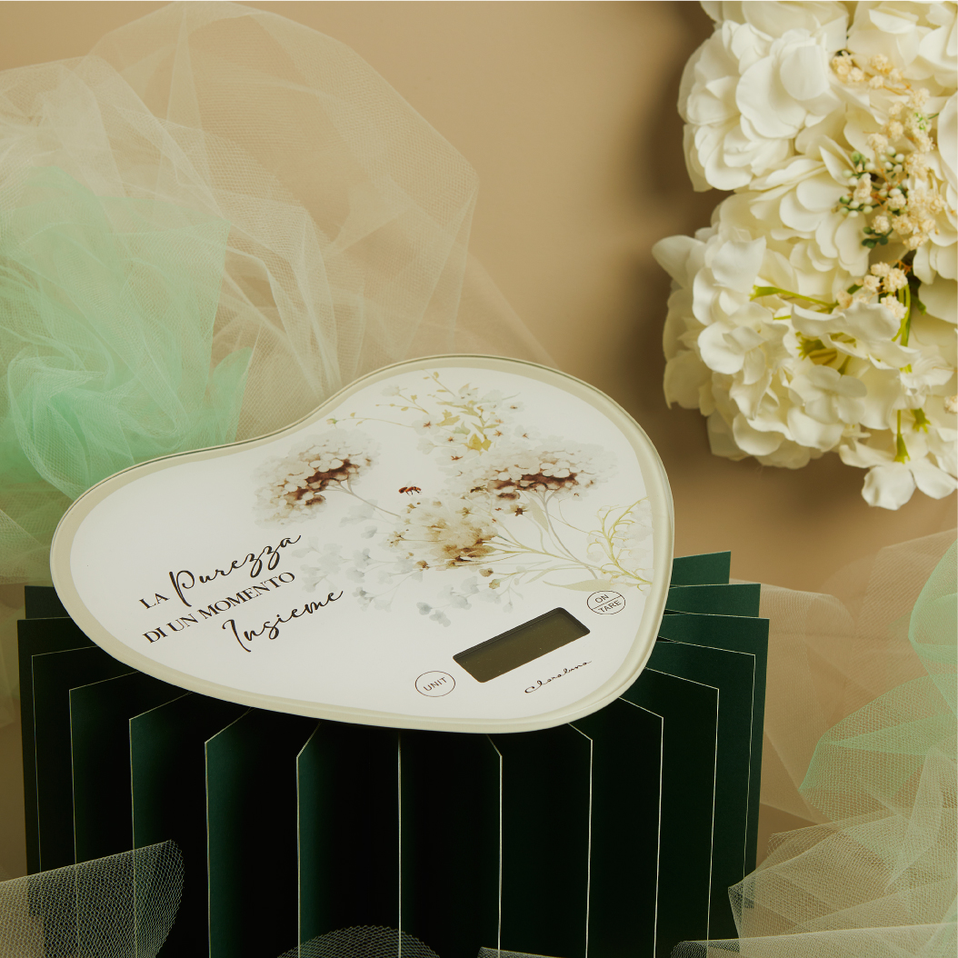 26031 - BILANCIA CUORE DECORO FLOREALE VERDE 23,5X22X2